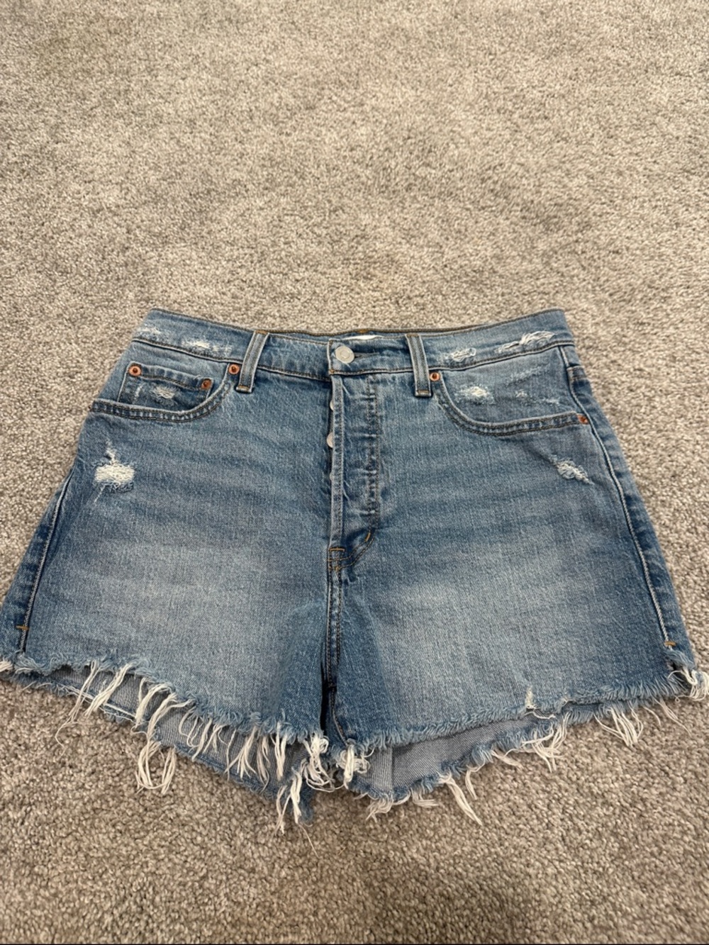 Pistola High-Rise Distressed Denim Shorts